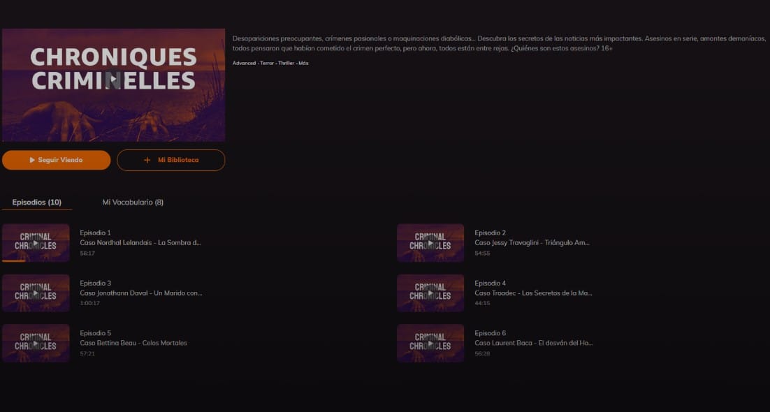 Podcasts y relatos en francés en Lingopie para practicar comprensión del idioma