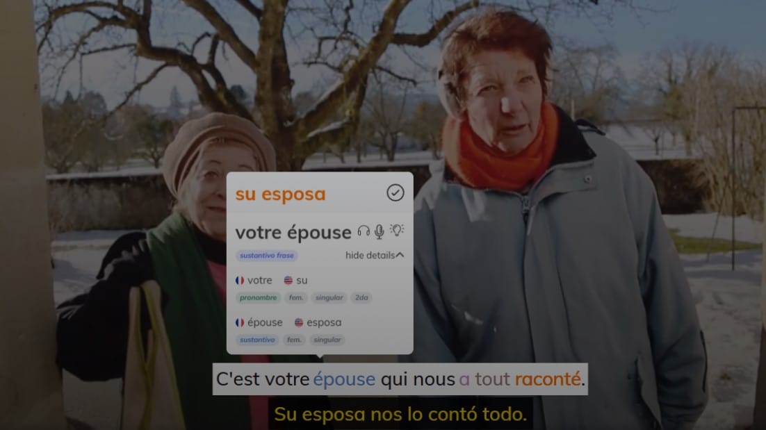 Subtítulos duales en Lingopie para aprender francés con series